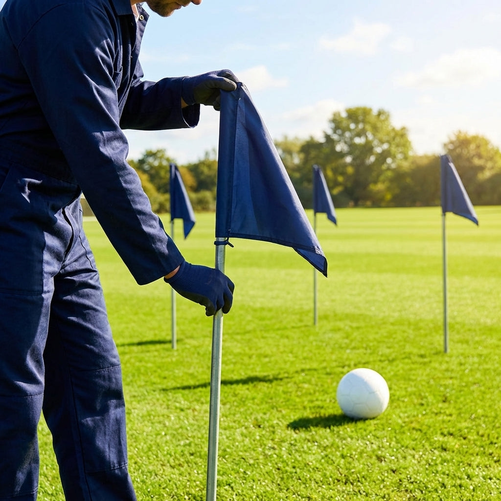 Customisable football corner flags in various colours and weatherproof design