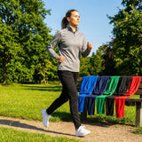 Women's tracksuit top in polyester with quarter zip and stand-up collar