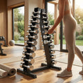 Dumbbell tree rack for home and gym, steel and rubber construction