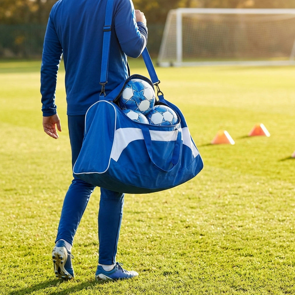 Football carry bag with 12 footballs, durable mesh