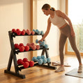 Dumbbell tree rack for home and gym, steel and rubber construction
