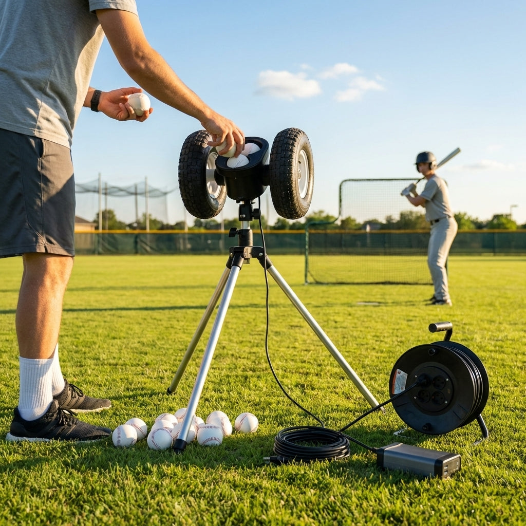 Baseball pitching machine with adjustable speed and TPE wheel