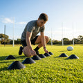 Colourful training marker cones for sports fields