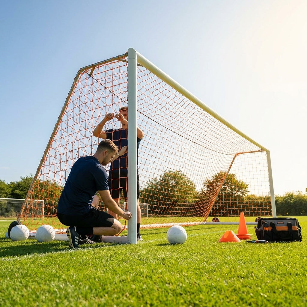 Football goal nets 24 x 8 ft, durable HDPE for clubs and schools