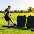 Interactive football training rebound board with reaction lights