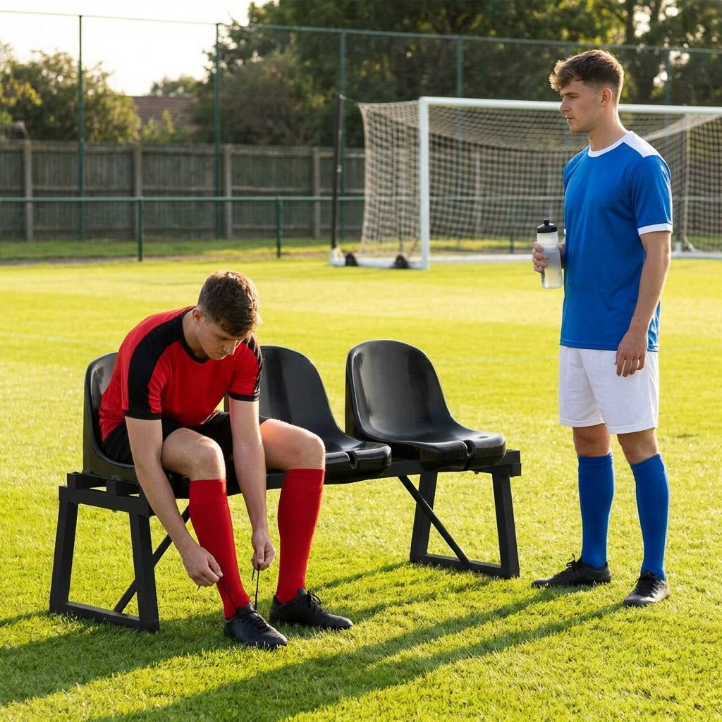 Aluminium sports bench with HDPE seats for indoor and outdoor use
