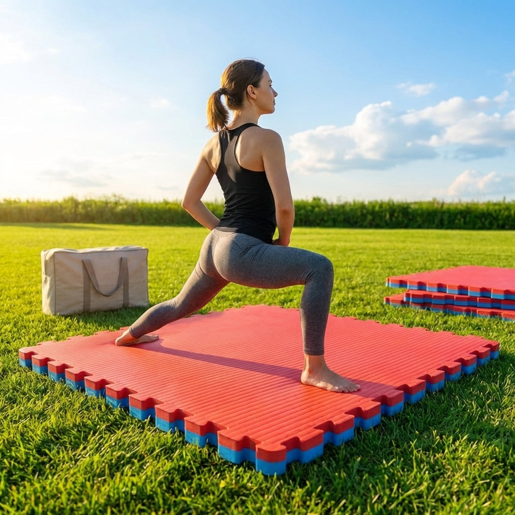 Tatami Foam Mat Jigsaw Tiles 1m² Red & Blue for Gym and Dojo