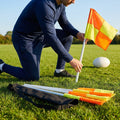 Spring loaded rugby corner flags with PVC poles and nylon flags