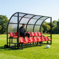 Aluminium sports team shelter with two tiers for sports facilities
