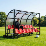 Aluminium sports team shelter with two tiers for sports facilities