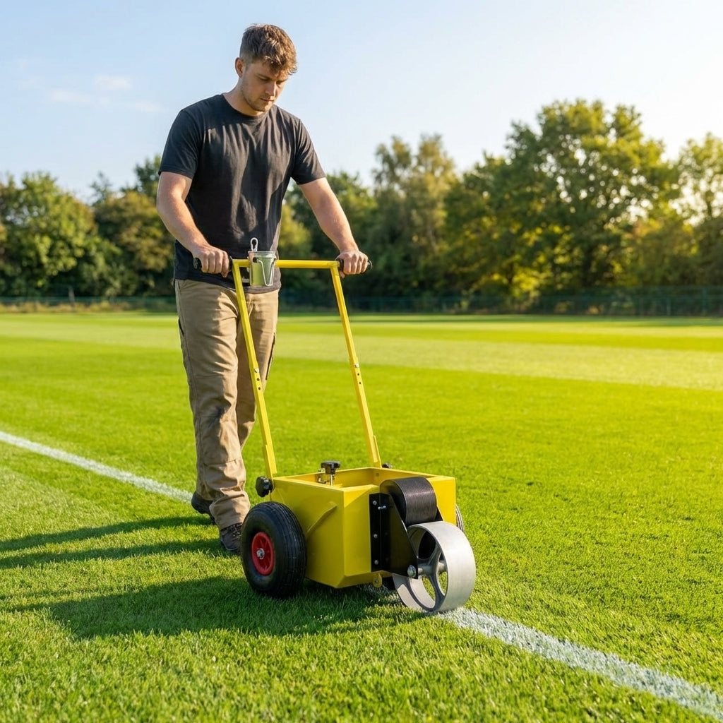 Wheel Transfer Line Marker for sports pitches in yellow steel