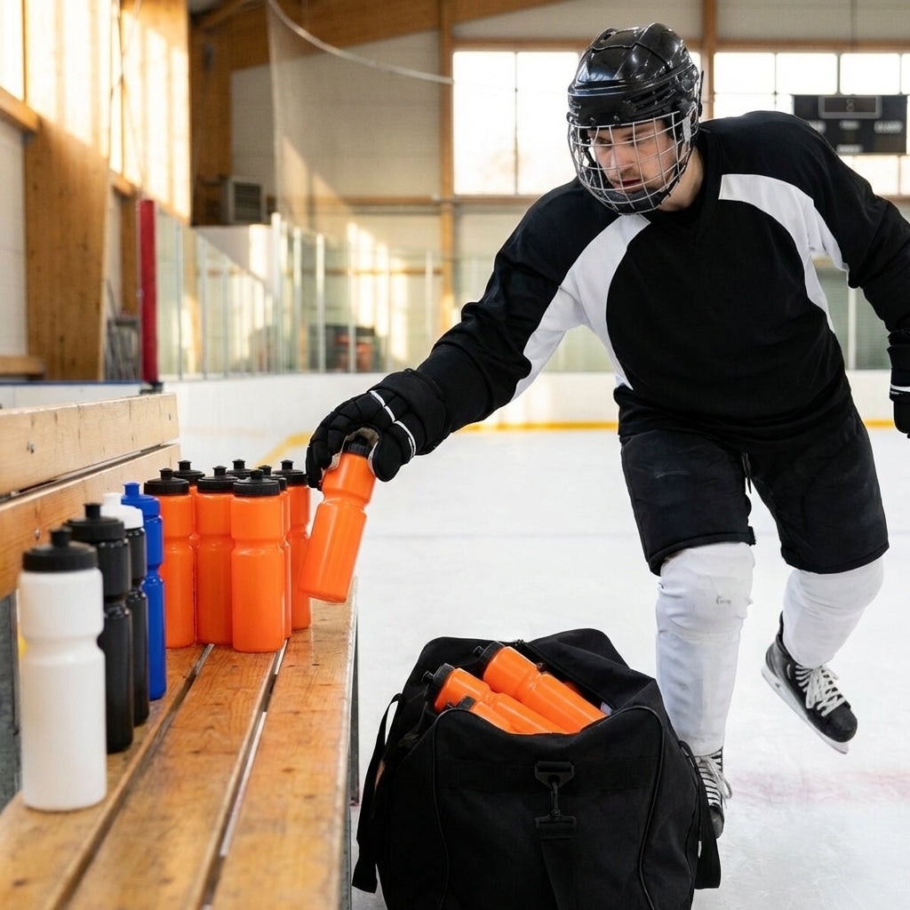 Ice hockey water bottle, 750ml BPA-free plastic