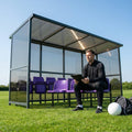 Aluminium team shelter with 16/22 seats for sports venues