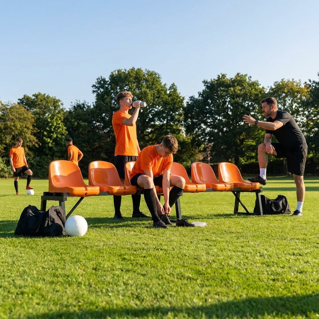 Aluminium sports bench with HDPE seats for indoor and outdoor use
