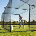 Black baseball batting cage nets made from HDPP twine for indoor and outdoor use