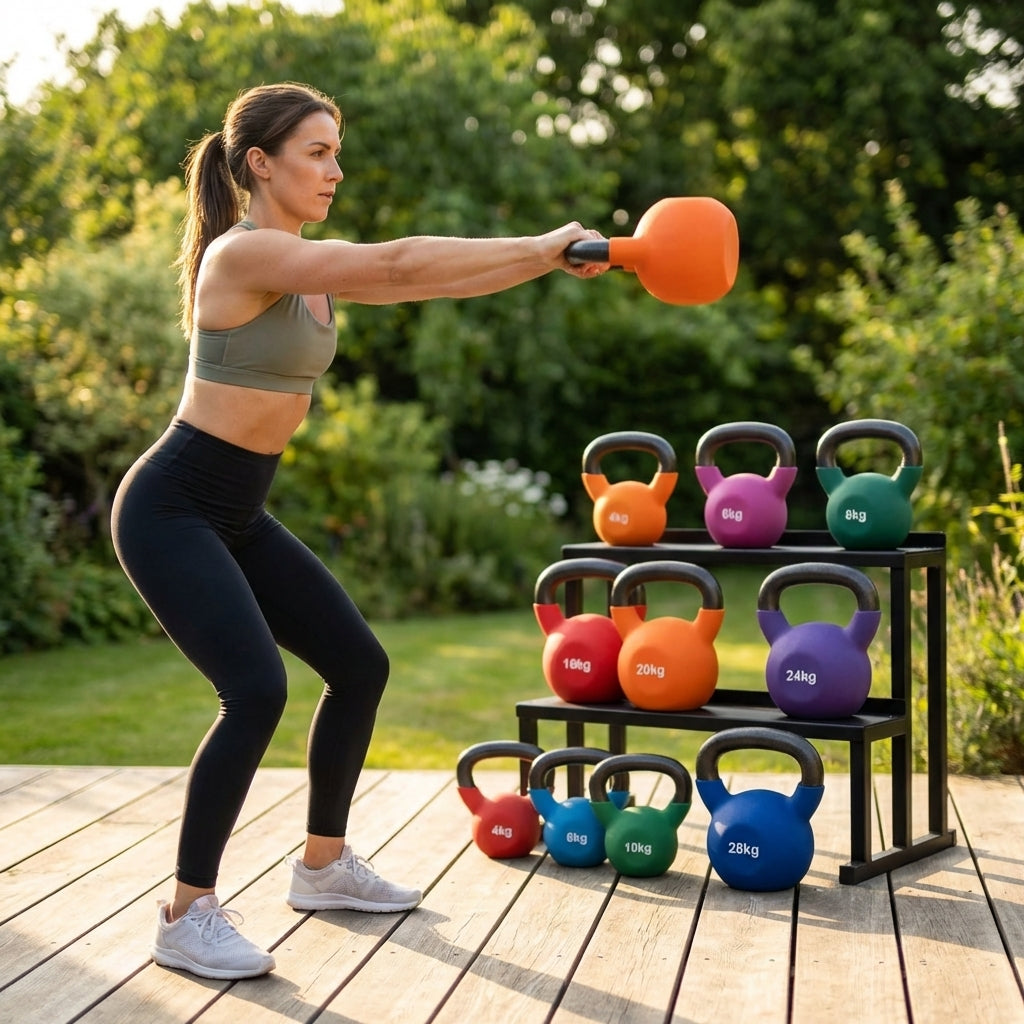 Neoprene kettlebells in various weights and colours for home and gym use