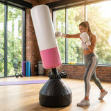 6ft Freestanding Punch Bag in Black/White, Microfibre Leather