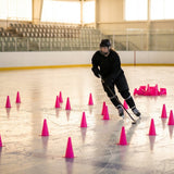 Vibrant ice hockey training cones in various sizes and colours