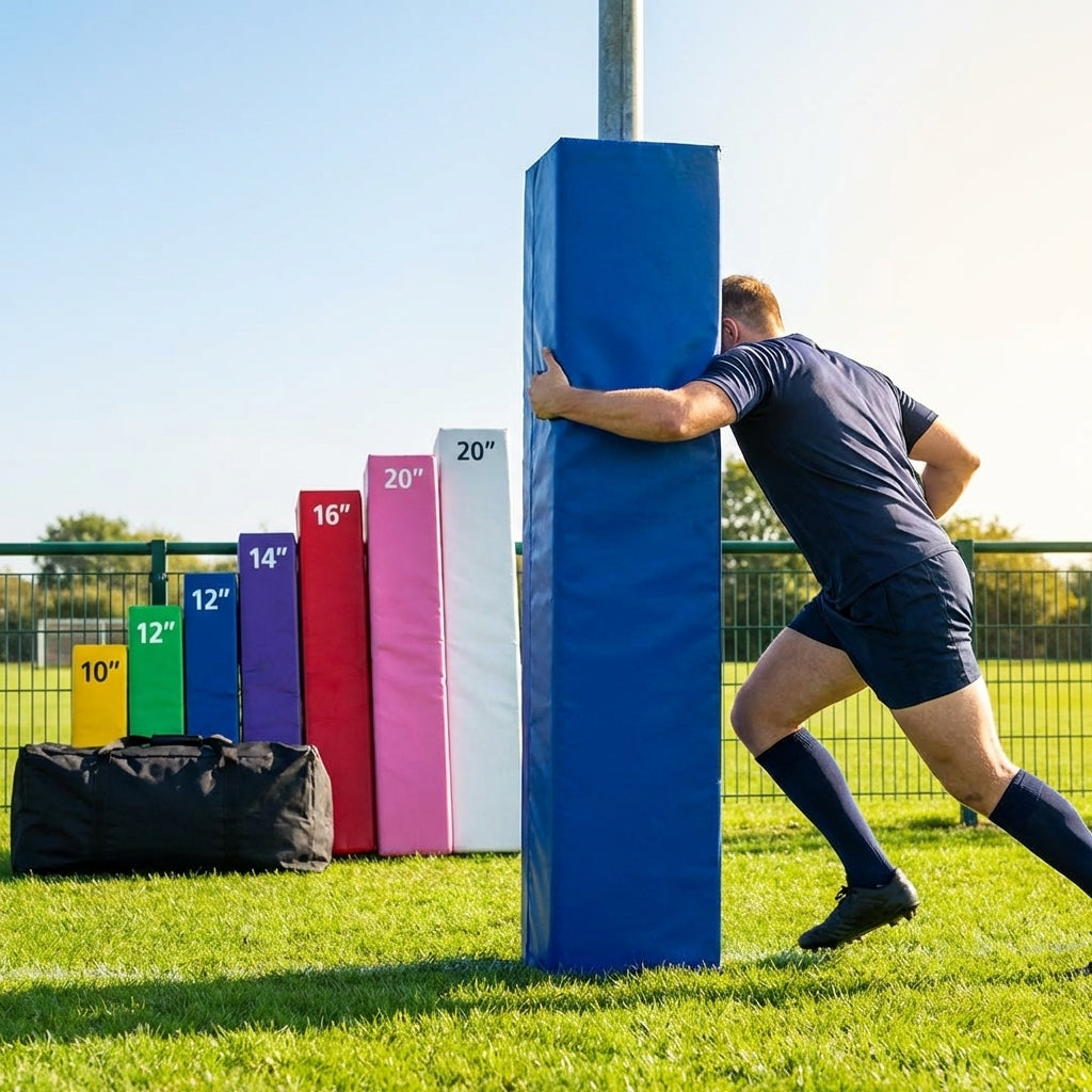 Custom 6ft PVC Rugby Post Protectors in varied colours