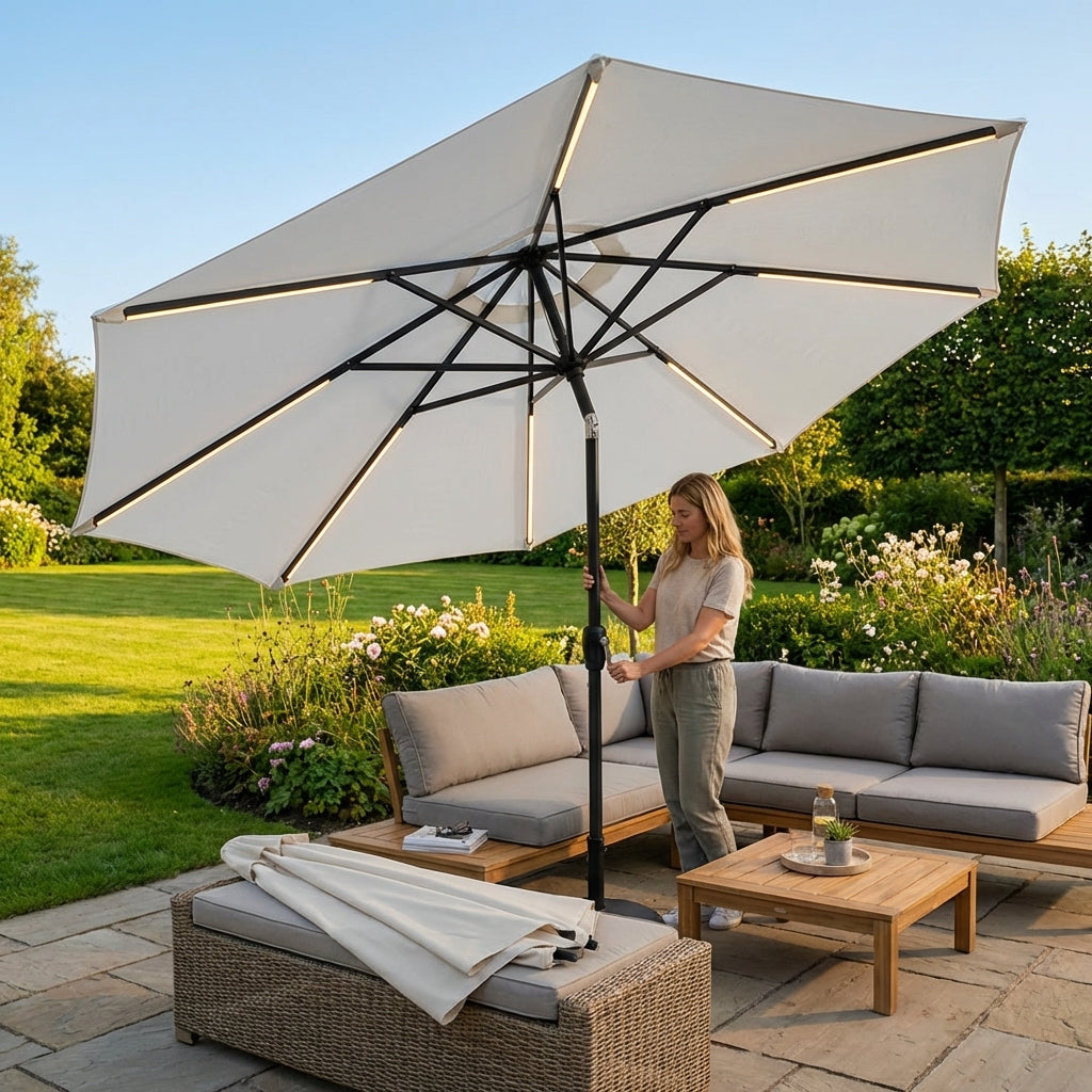 Cantilever garden parasol with 3m UV30+ canopy and steel frame
