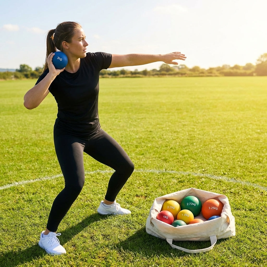 Indoor shot put ball with rubber casing for school use