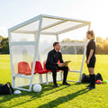 Heavy duty aluminium team shelter with moulded seats
