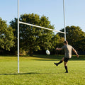 Mini rugby posts 5m in height, white aluminium for schools