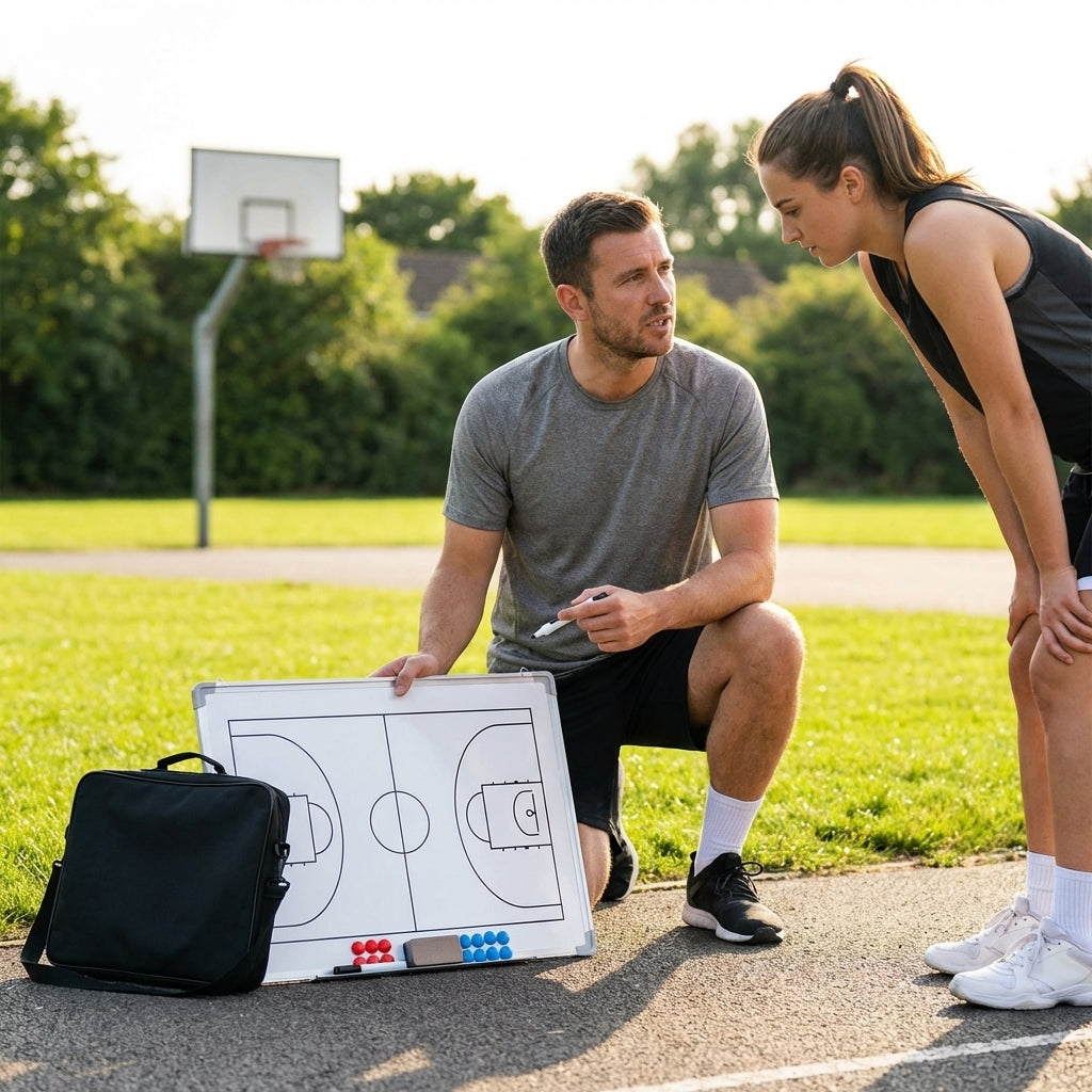 Double-sided coaching board with aluminium frame and accessories