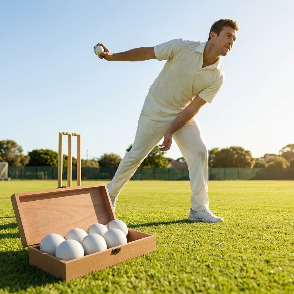 Cricket Balls made from cow-hide leather and Portuguese cork for professional matches