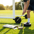 All-terrain football goal wheels for easy movement
