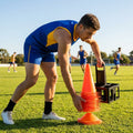 Colourful training marker cones for sports fields