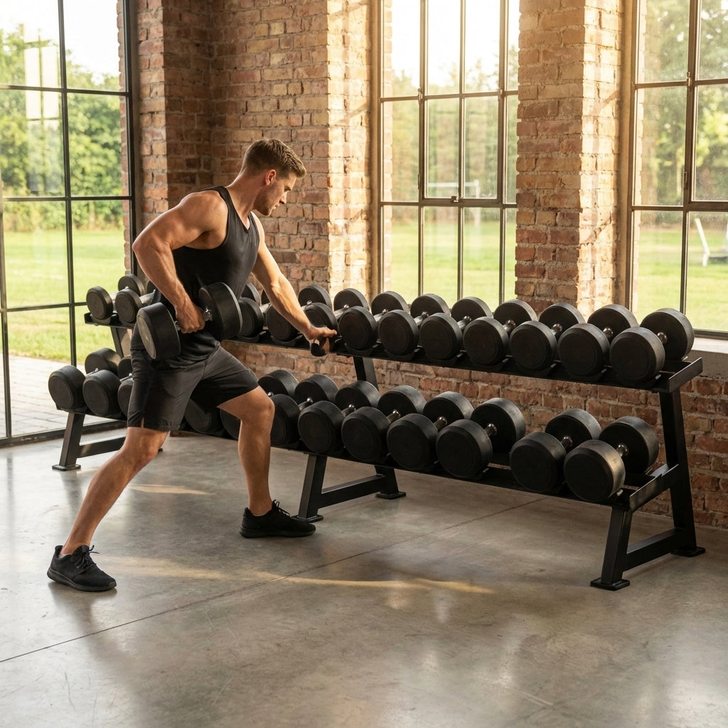 Heavy duty steel dumbbell rack for gym use