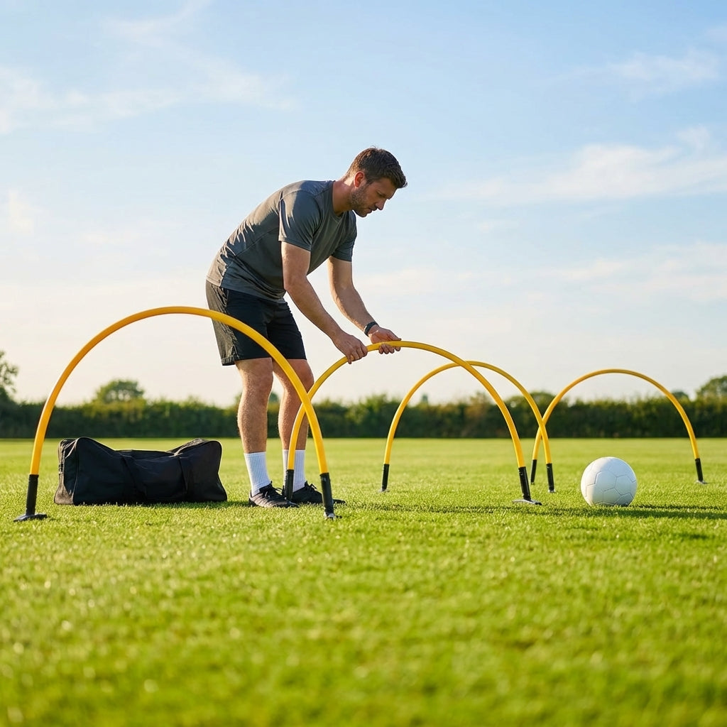 Football training passing arcs made of 34mm PVC