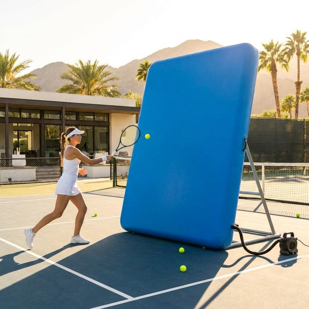 Inflatable tennis rebound wall with adjustable angles for training