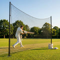 Ball stop netting system with steel posts and HDPP netting
