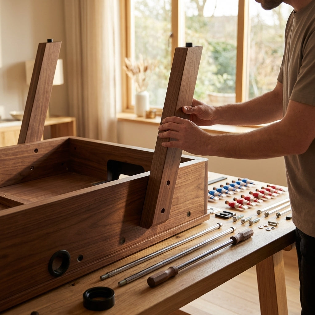 Table football spare parts, including legs and rods