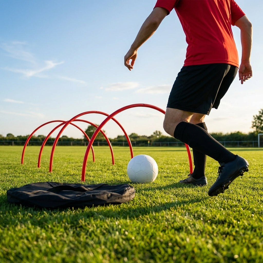 Football training passing arcs made of 34mm PVC