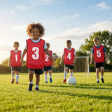 Sports team numbered bibs in vibrant colours for all ages