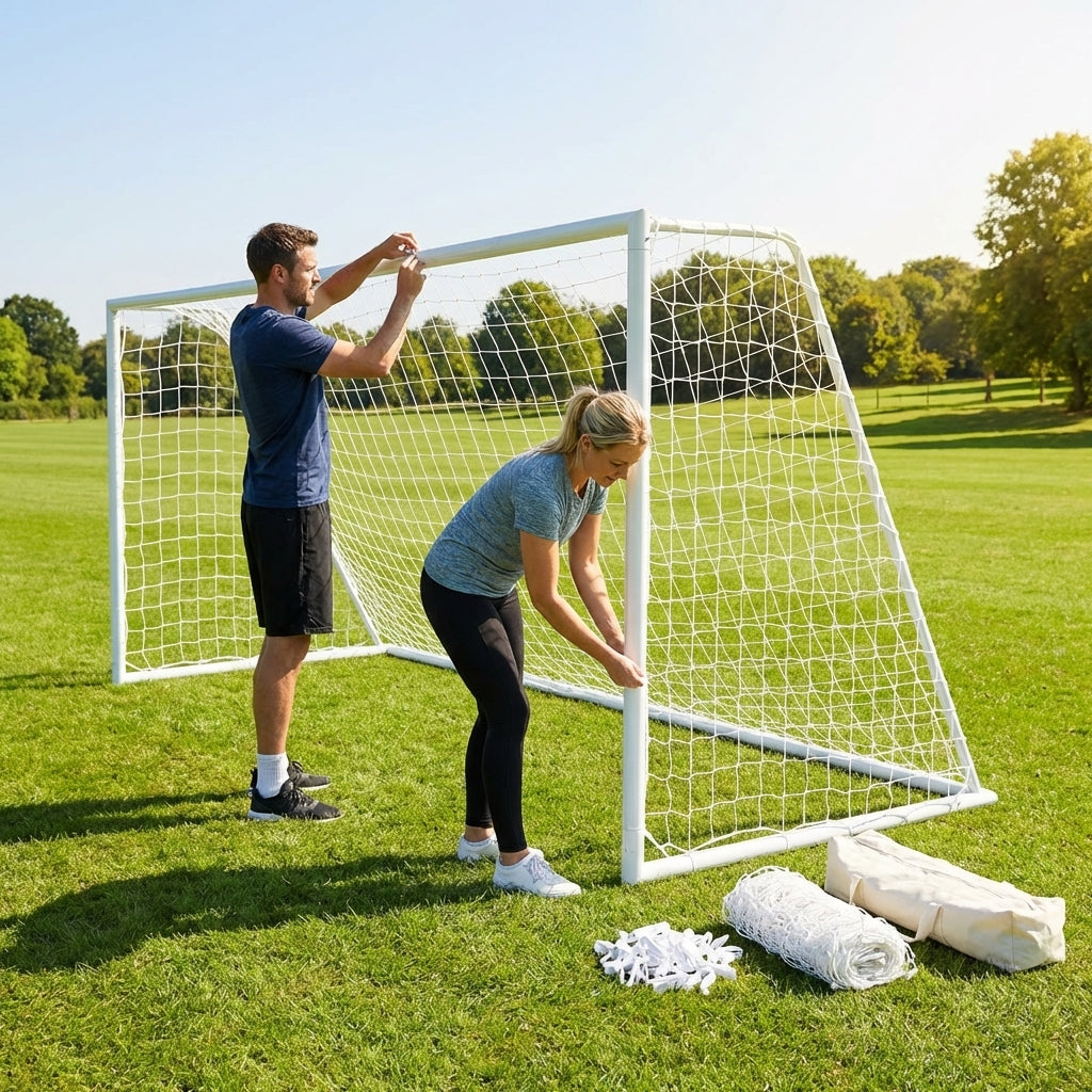 Replacement goal net for 8x6ft football goals in white HDPE