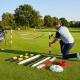 Plastic post and chain set for soft grounds, available in 5 colours