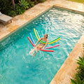 Colourful swimming pool noodles made from EVA foam