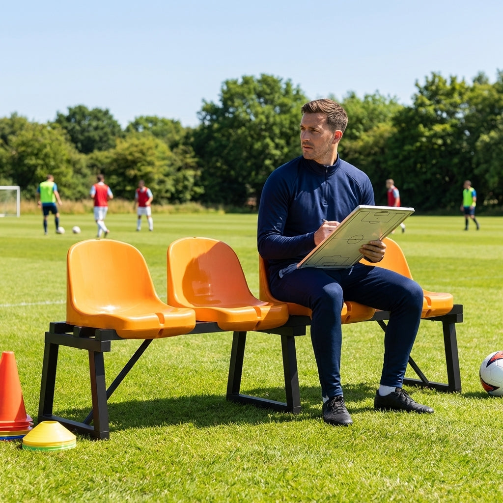Aluminium sports bench with HDPE seats for indoor and outdoor use