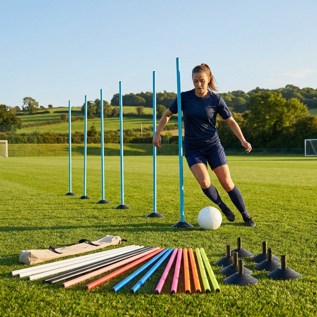 Slalom training poles in vibrant colours for sports practice