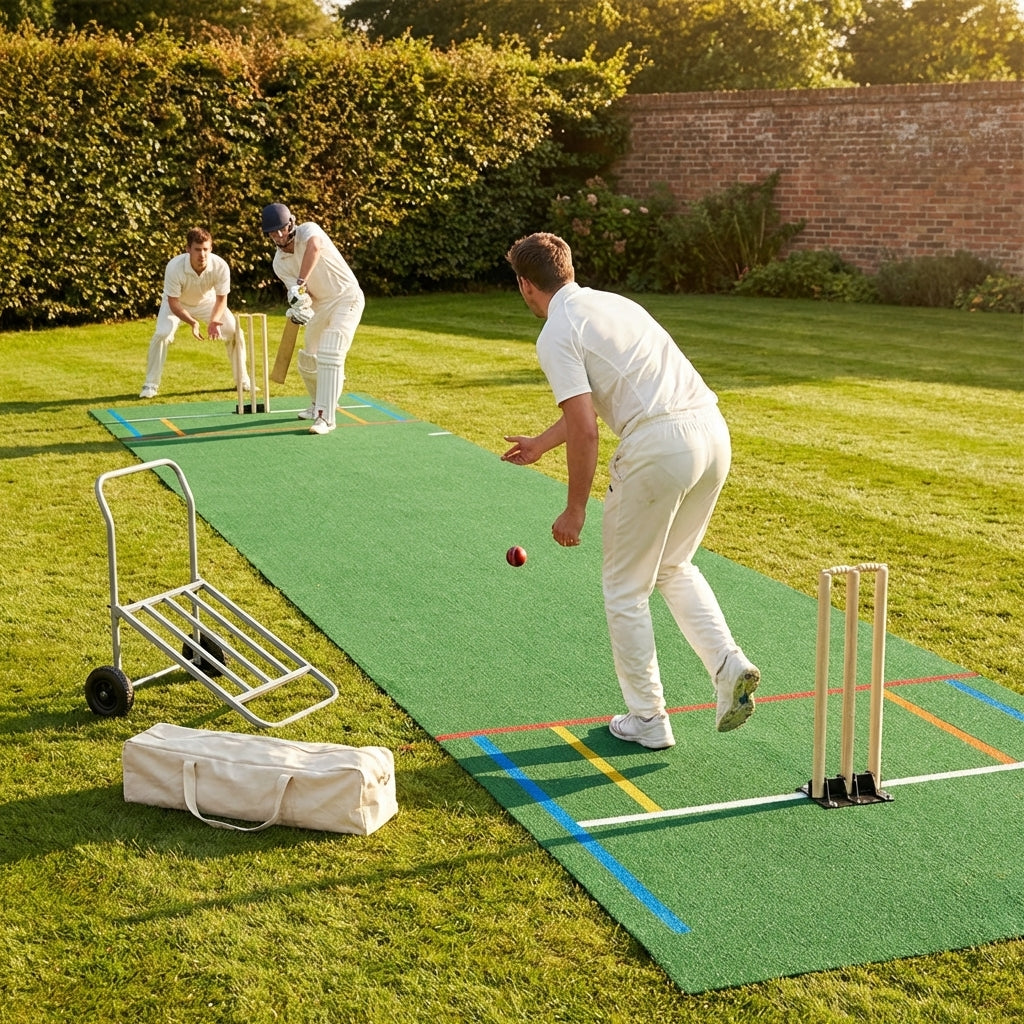 Portable Cricket Pitch Mat in Green for Indoor/Outdoor Use