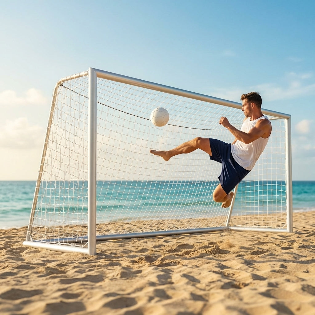 Beach soccer goal freestanding, 5.5m x 2.2m, yellow aluminium