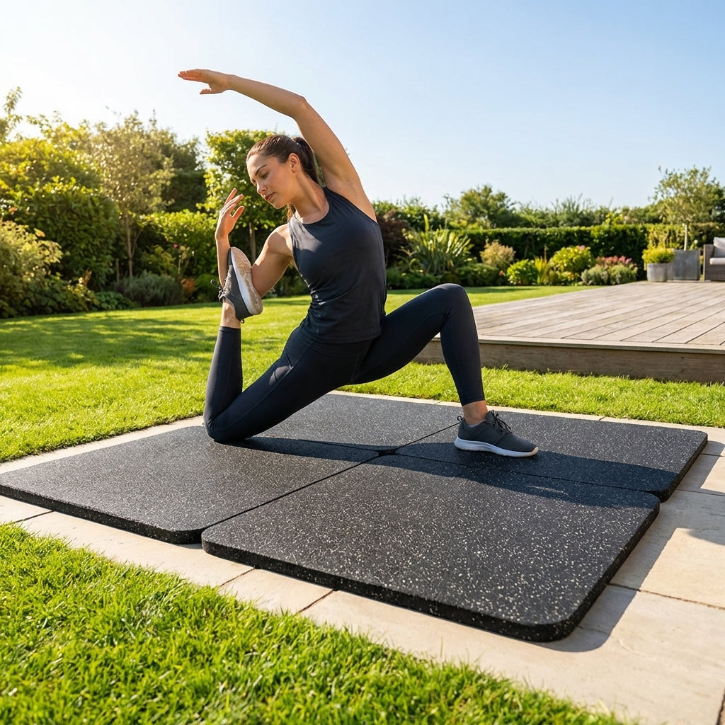 Rubber gym flooring mats available in various colours and thicknesses