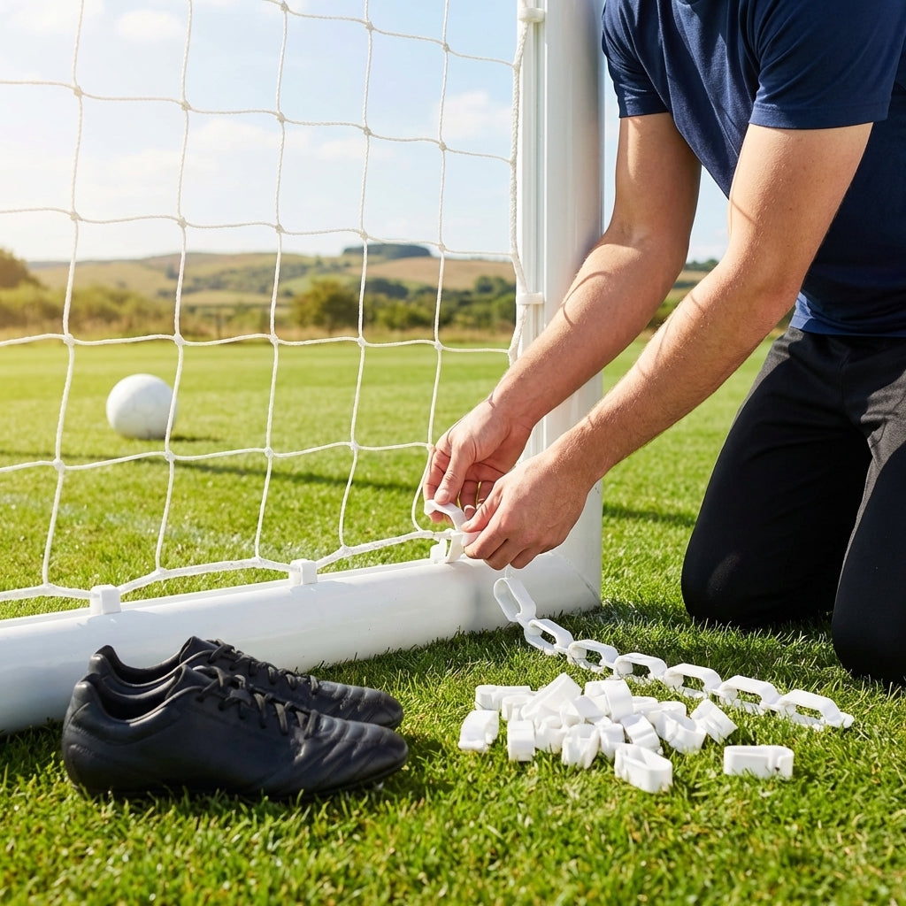 White net clips for sports net attachment
