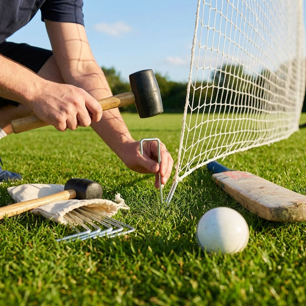 Ultra heavy-duty steel cricket net pegs for outdoor use