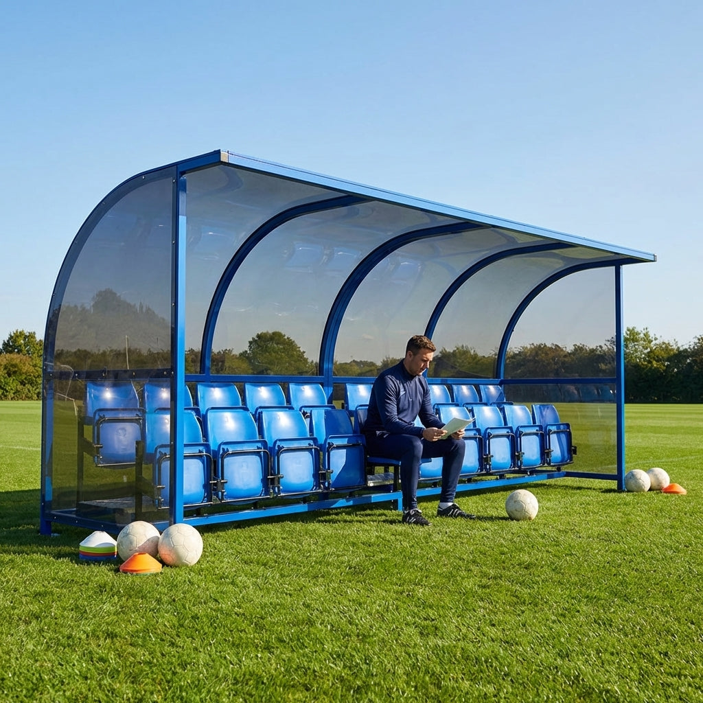 Aluminium team shelter with 16/22 seats for sports venues