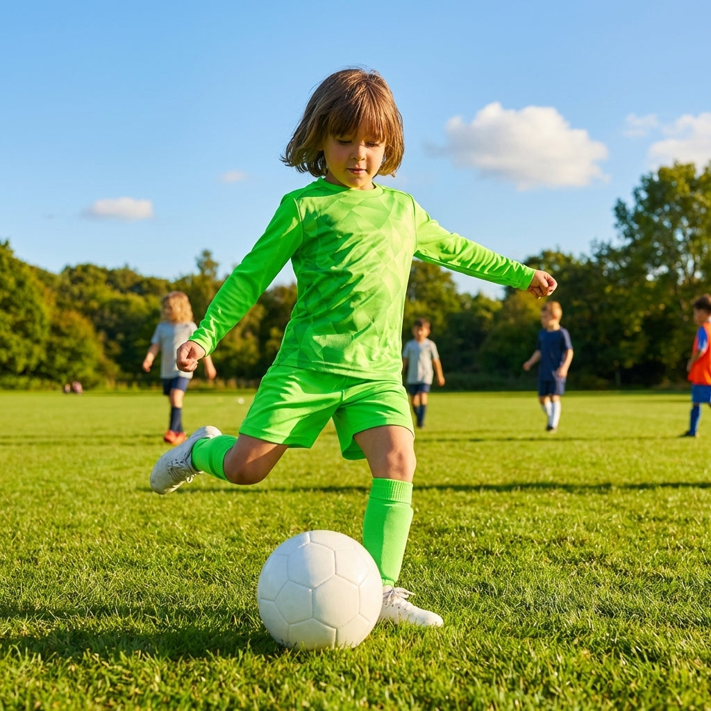 Kids' Long Sleeve Football Kit with Geometric Design